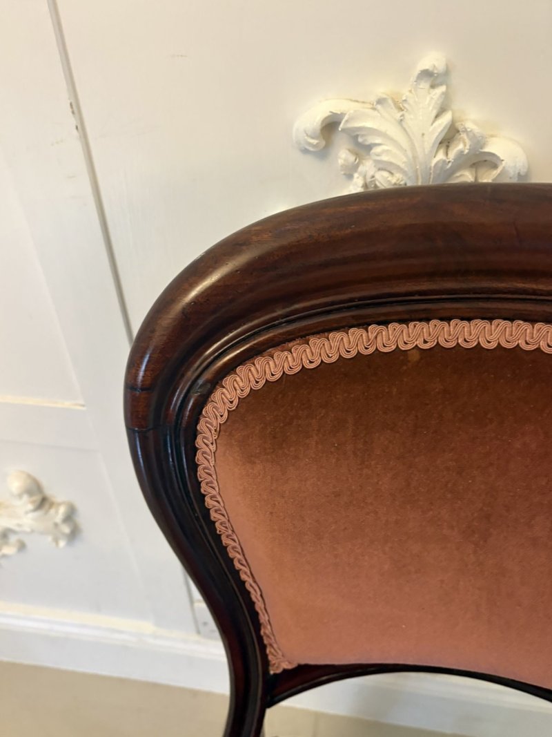 Antique Victorian Set of 6 Mahogany Dining Chairs with Tulip Legs - Image 6